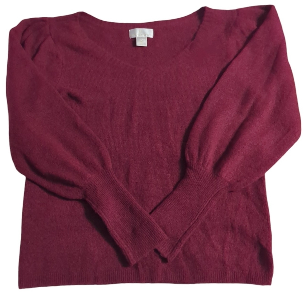 Rachel Parcell Womens Sweater Puff Sleeves Coquette Girly Hot Pink Barbie Large - Picture 2 of 13